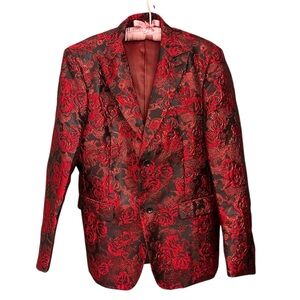 Stylish Red Floral Men's Blazer